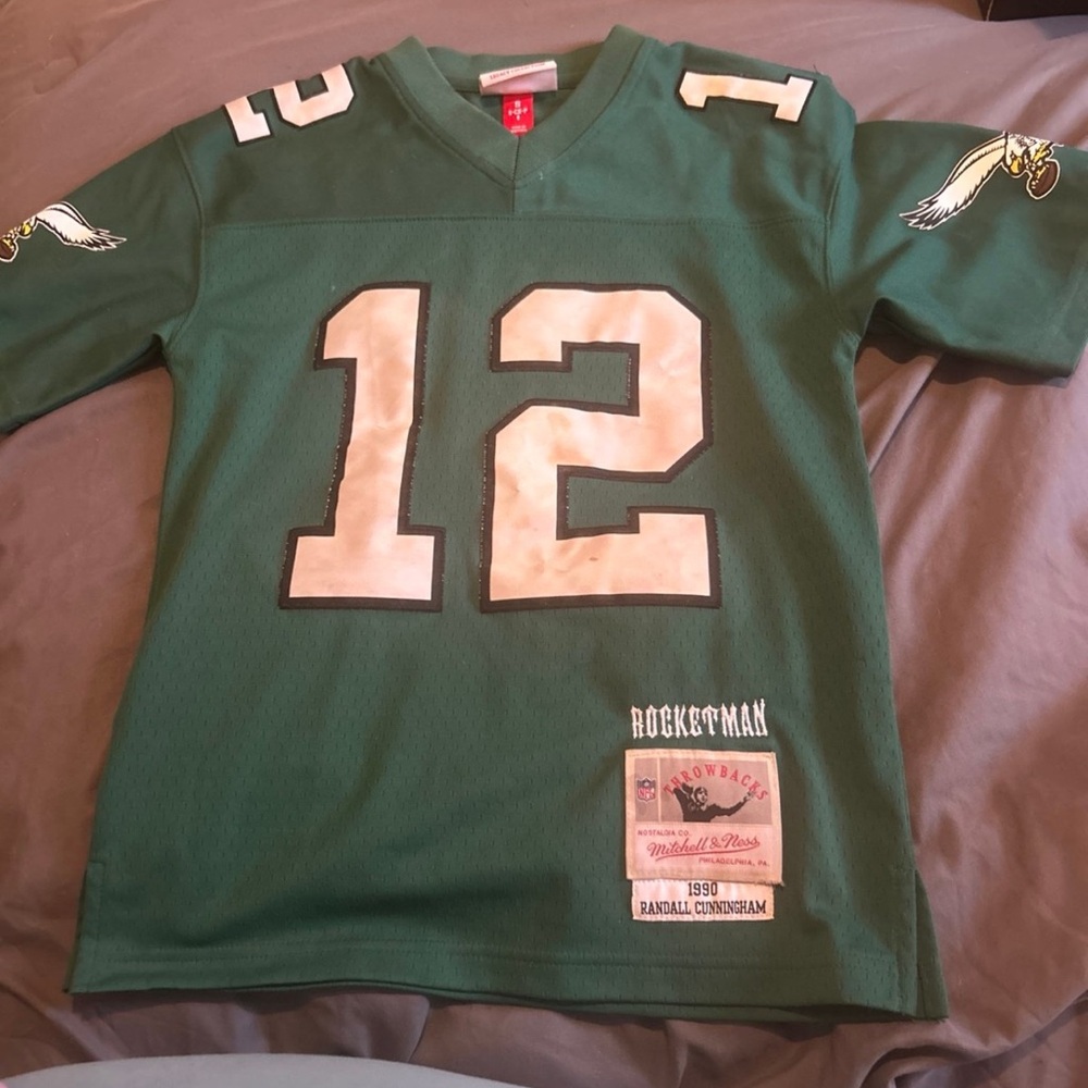 Kids  Eagles Kelly Green Football Jersey (vintage throwback)